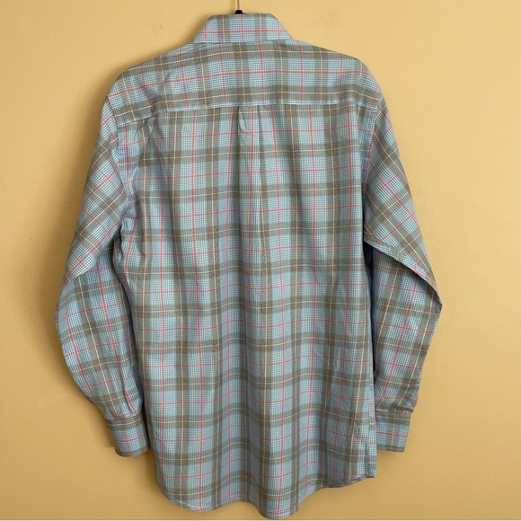 Peter Millar Men's Shirt Button Down Blue Black Pink Plaid 100% Cotton Size M - Picture 5 of 9